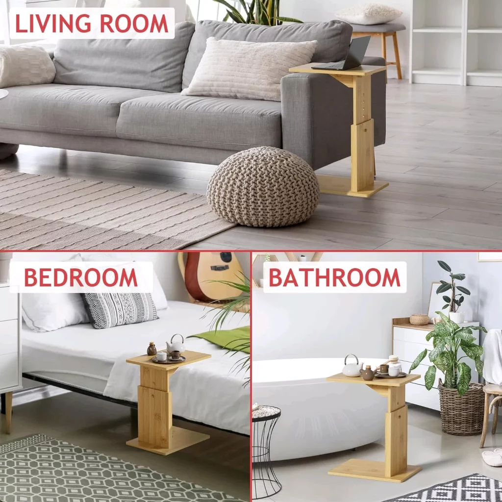 Bamboo C Shaped Side Table