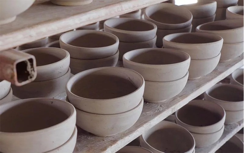 Ceramics waiting to dry