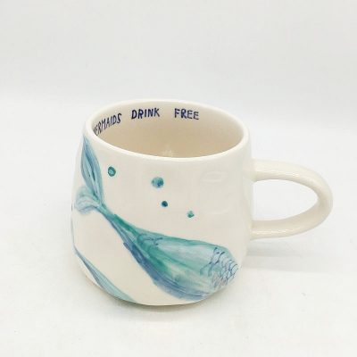whale tail paint earthenware mug