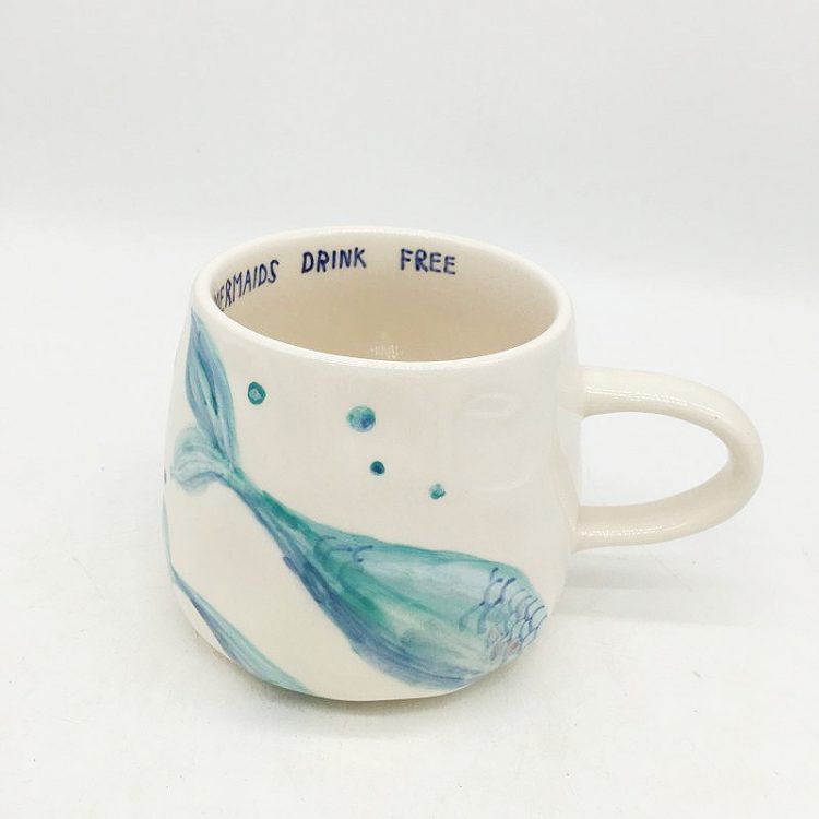whale tail paint earthenware mug