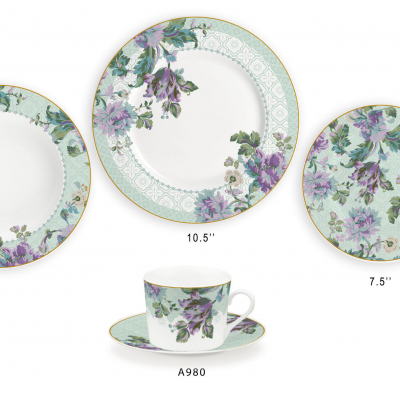 Ceramic Multicolor Fine Porcelain Kitchen Spanish Floral Design New Bone China