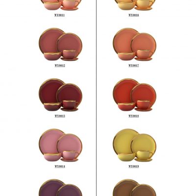 OEM dinnerware stoneware with Gold Rim