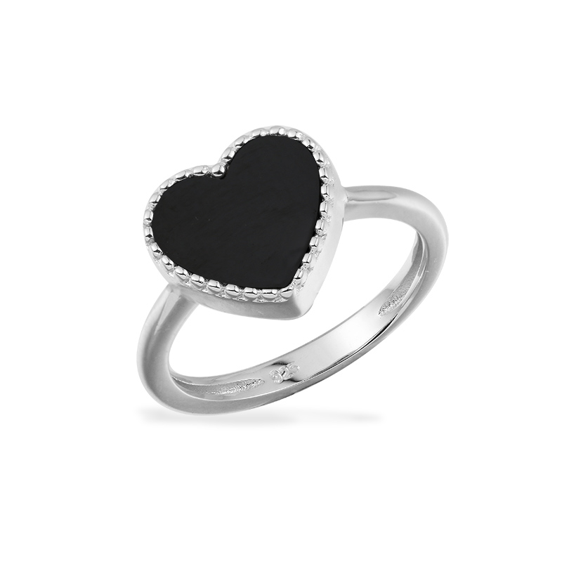 Silver jewelry 925 sterling ring Lovely heart ceramic jewelry ring