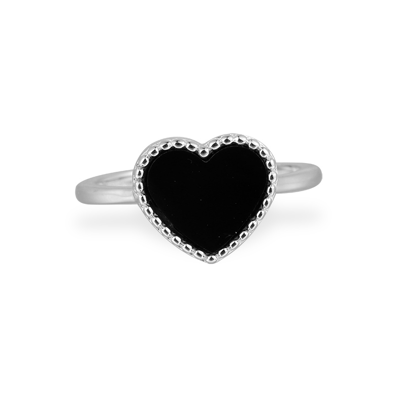 Silver jewelry 925 sterling ring Lovely heart ceramic jewelry ring