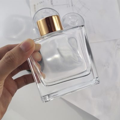 flat empty perfume glass bottle